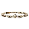 Minimalist Dalmation Jasper beaded bracelet with rectangular stones and silver accents - Dalmatian Jasper