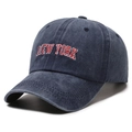 Gorra de béisbol de mezclilla lavada azul oscuro con bordado de New York - Azul