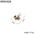 Detail showing dimensions of gold clover pendant with black zircon and dimensions - BP00182B-Gold Black Stone Cross Pendant