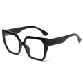 Oversized black square sunglasses with blue light blocking lenses and a glossy finish - Black Frame Anti-Blue Light Clear Lens