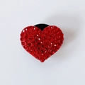 Sparkling red rhinestone heart car air vent perfume clip with elegant diamond finish - Red