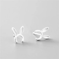 Minimalist 925 sterling silver rabbit ear stud earrings with a sleek matte finish - Rabbit Hair Clip / Silver