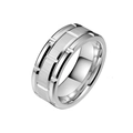 Titanium steel ring for men and women with brushed silver finish and polished edges - Size 6 / Silver