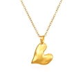 Collar minimalista de titanio dorado con colgante de corazón 3D irregular en cadena O - Dorado