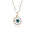 Collana in argento S925 oro rosa con ciondolo a fiore e moissanite blu-verde - Argento 925 / Moissanite Verde Oro Rosa