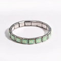 Detail of mint green enamel modular link charm with stainless steel floral scroll pattern - Leo Style (款式3)