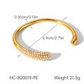 Detailweergave van 18k goud vergulde roestvrijstalen armband met afmetingen en parels - Pave Parel Open Stijl (HC-B20019-PE)