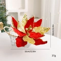 32cm Red and Gold Poinsettia Christmas Flower Ornament with Glitter and Sequins Finish - Gold Red Pointed Petals / Red and Gold