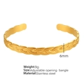 Bracciale rigido regolabile in acciaio inossidabile placcato oro con trama intrecciata - Motivo Intrecciato Colore Oro (SZ39) / 6mm