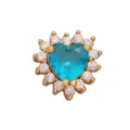 Golden heart charm with heart-shaped blue zircon and sparkling white stone halo - Turquoise Heart (M641801-Turquoise)