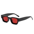 Retro hip hop square sunglasses with thick black frame and vibrant red lenses - Black Frame Ocean Red Polarized