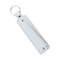 White faux leather 8mm rectangle keychain with silver metal ring and rivet detail - 8mm / White