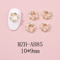 Détail de couronne nail art de Noël avec perles blanches et strass, breloque 10x9mm - Style Grande Couronne Strass Blanc Base Dorée(AH85)
