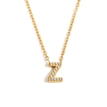 Collana in acciaio inossidabile placcato oro 18K con pendente lettera Z e strass - Oro - Lettera Z