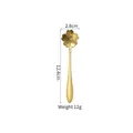Golden cherry blossom stainless steel dessert spoon with 12.4cm length dimension - 12CM Cherry Blossom Spoon (Gold)