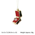 Christmas tree hanging ornament shaped like a golden ring box with red velvet and ring inside - Gold Ring Box Style 13