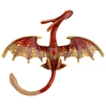 Artistic dragon brooch featuring red enamel gradient finish and sparkling rhinestones - Red Gradient