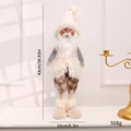 Gnomo di Natale in peluche con cappello a maglia bianco e pantaloni scozzesi, alto 43cm - Babbo Natale in piedi bianco