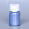 Jar of shimmering blue mica powder with white screw cap for DIY crafts and soap making - Pearl Powder #18 Light Blue