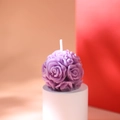 Handcrafted purple rose flower pillar scented candle made of soy wax for gift decor - Violet - Rose Ball