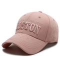 Casquette baseball rose poudré délavée avec broderie Boston et écusson latéral - Réglable / Rose