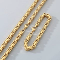 Conjunto de collar y pulsera bizantinos dorados con cierre de langosta para unisex - Pulsera 16cm / Dorado 4mm