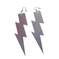 Silver lightning bolt earrings for women in oversized geometric acrylic style - Silver