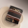 Macro detail of assorted elastic hair ties in a clear gift box on a floral plate - 7# Brown Black Series Hair Tie Set