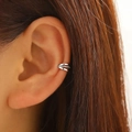 Earcuff de plata de doble capa vintage con incrustación de circón brillante - Estilo de Circonita en Micro Pavé de Varias Capas - Plateado (11625)