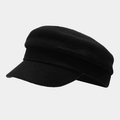 Detail showing breathable black newsboy cap with honeycomb knit texture and flat top design - One Size / Black