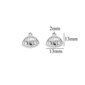 Polished silver stainless steel seashell pendant charm 13x13mm with 2mm hanging loop - Steel Color Shell-531