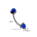 Blue cat eye moonstone dragon claw curved barbell piercing in silver stainless steel - Royal Blue (11#)