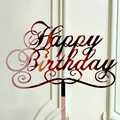 Rose gold acrylic Happy Birthday cake topper with reflective mirror finish decor - Rose Gold