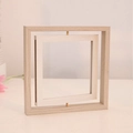 Marco de fotos cuadrado giratorio de madera con veta natural para mesa de oficina - Cuadrado 6 pulgadas (Interior 15,2*15,2cm) / Gris grano de madera
