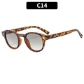 Retro small round tortoise shell sunglasses with dark grey lenses and gold accents - Demi Frame Gradient Green