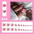 Matte floral kaleidoscope press-on toenails set F119 with vibrant orange flower patterns - F119 Vintage Garden