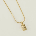 Gold stainless steel letter E pendant necklace with rhinestones on a delicate chain - Letter E (With Chain)