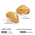 Orecchini a conchiglia rigati in acciaio inossidabile placcato oro 18 carati lucido - Stile Cozza (JDE0112051)