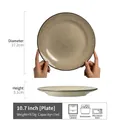 10.7-inch light taupe ceramic steak plate with elegant spiral pattern and matte finish - Jieyuqiu - Coffee Large Plate 10.7 Inch (Minor Flaws)