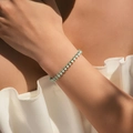 Lussuoso bracciale in argento con zirconi verde menta taglio marquise sul polso - Placcato Oro Bianco 18K