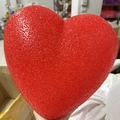 Handheld large red heart shaped stage prop lamp with textured grainy surface and LED light - 30cm with Elastic Strap / Red
