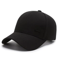 Classic black cotton baseball cap with sport metal label on plain white background - Adjustable / Black
