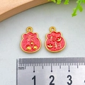 Pendentif sac de fortune rouge et doré avec caractères de chance pour bijoux DIY - Bonne Chance Petite Étiquette (15x11mm)
