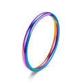 Polished 2mm rainbow iridescent stainless steel minimalist band ring in variant color - Colorful