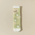 Flauschige grüne und weiße Socken aus Nerzsamt mit Froschmotiv und Luck-Schriftzug - Einheitsgröße / Grün Drei Kleine Frösche