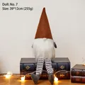 Christmas gnome doll with long legs brown hat and white beard 39x12cm holiday decor - Brown Hat Striped Legs (Doll No. 7)