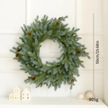 Minimalist 50cm pine needle Christmas wreath with natural pine cones for home decor - 3D Two-tone Pine Cones PE 50cm