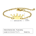 Detail showing titanium steel crown bracelet with IP gold plating and lobster clasp - BR-1447 (Simple Chain) / Gold