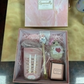 Pink marble ceramic mug gift set with potato doll, spoon, and scented candle in a box - Mug Lid Spoon + Keychain + Candle + Crocheted Potato