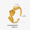 Anillo ajustable de acero inoxidable dorado con tres diseños de conchas unidas - Anillo de Concha Dorado
